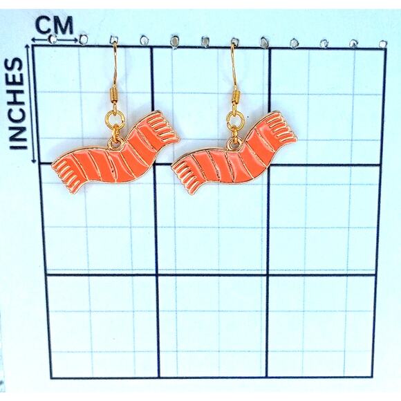 Orange scarf dangle earrings — lightweight fall autumn jewelry - Picture 3 of 4